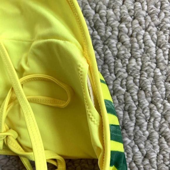 Aerie Neon Yellow Green Palm Tree High Neck Criss Cross Back Bikini Top - Picture 6 of 6